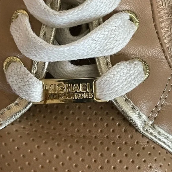 Michael Kors Shoes Berlin 3 MK logo Lace-up Sneakers - tan - size 3 - Picture 5 of 7